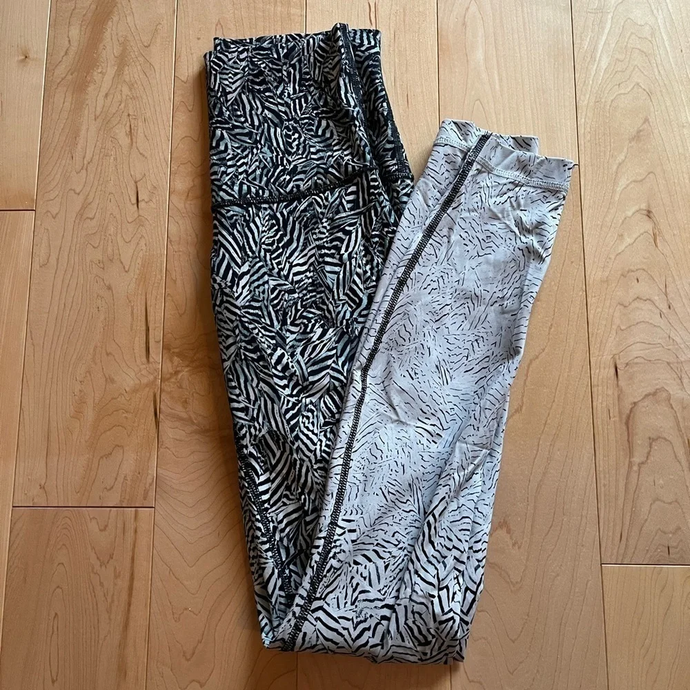 Lululemon Wunder Under Leggings Dazzle Nulux Alpine White Black, Size 4